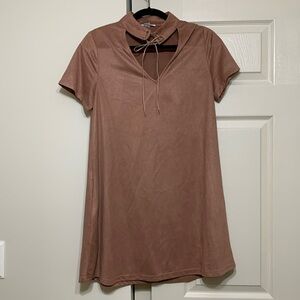 Blush / brown suede dress